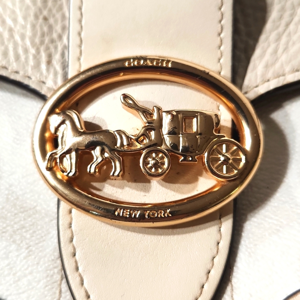 Coach Georgie Signature Leather Shoulder Hand Bag C4067 Chalk - Picture 14 of 15